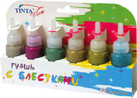 Гуашь TINTA VIVA 6 цв. с блестками и дозатором