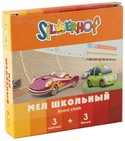 Мел HAPPY CARS 3 белых и 3 цветных мелка