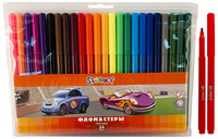 Фломастеры  "HAPPY CARS" 24 цв. ПВХ упаковка