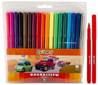 Фломастеры "HAPPY CARS" 18 цв. ПВХ упаковка