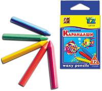 Карандаши восковые, трехгранные, 12 цв.