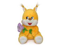 Игрушка мягкая Белочка с колокольчиком (муз.) 19 см