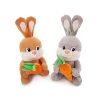 Игрушка мягкая Зайка-попрыгайка с морковкой (муз.) 30см ( Китай)