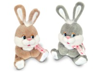 Игрушка мягкая Заяц с бантом (муз.) 22 см