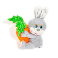 Игрушка мягкая Заяц с большой морковкой (муз.) 18 см