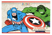 Альбом для рисования "Marvel comics" (20 л., А4, картон, офсет. лак)