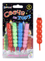 Свеча для торта  "Hobby" вертикальная (набор из 4 штук, цвет ассорти)