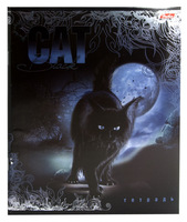 Тетрадь общая "Cat black" (48 л., А5, кл., 5 видов, мелованная обложка, металлизированная печать)