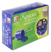 Краски акрил. (4 цв.) со шкатулкой "Сова"