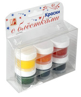 Краски с блестками (6 цв. по 15 мл.)