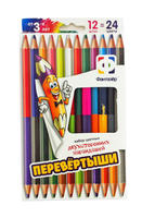 Цветные карандаши "Перевертыши" (12 штук, 24 цв.)