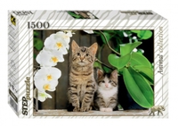 Пазл детский 1500 элементов "Котята и орхидея"